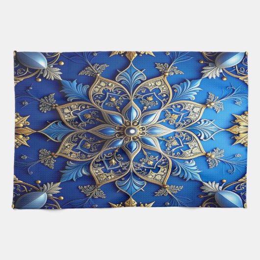 Blue Decorative Holiday Kitchen Towel Geschirrtuch (Horizontal)