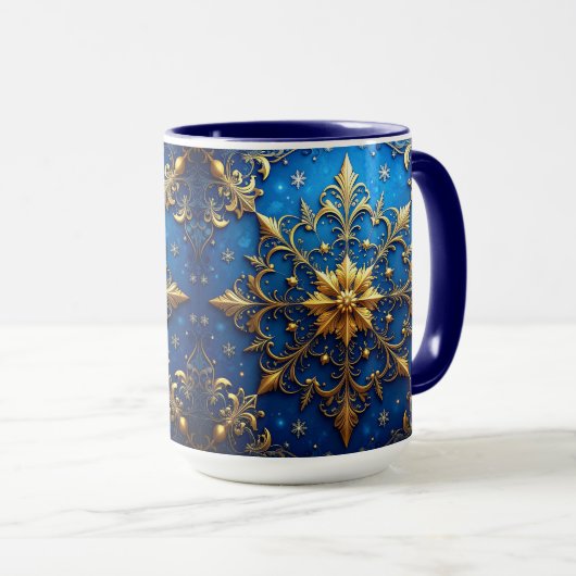 Blue Decorative Holiday Mug Tasse (VorderseiteRechts)