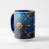 Blue Decorative Holiday Mug Tasse (Vorderseite Links)