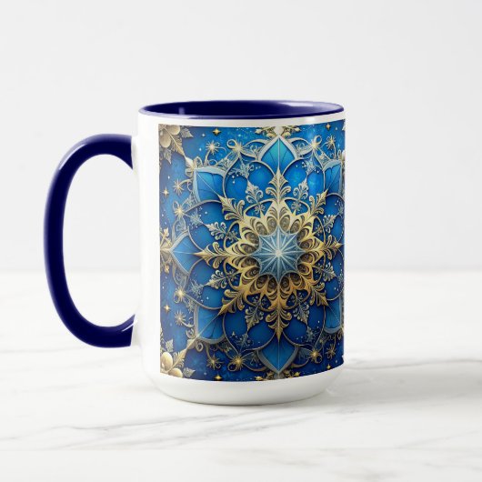 Blue Decorative Holiday Mug Tasse (Links)