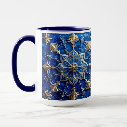 Blue Decorative Holiday Mug Tasse (Links)
