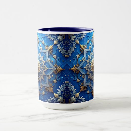 Blue Decorative Holiday Mug Tasse (Zentrum)