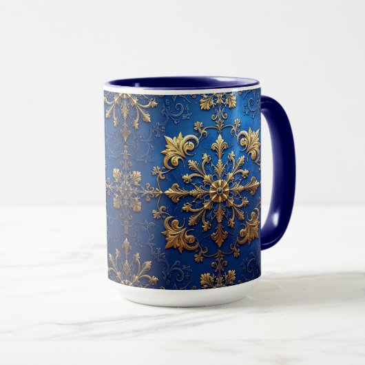 Blue Decorative Holiday Mug Tasse (VorderseiteRechts)