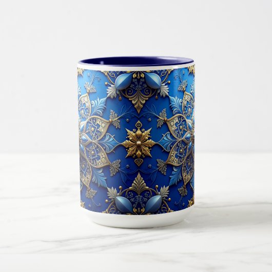 Blue Decorative Holiday Mug Tasse (Zentrum)