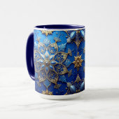 Blue Decorative Holiday Mug Tasse (Vorderseite Links)