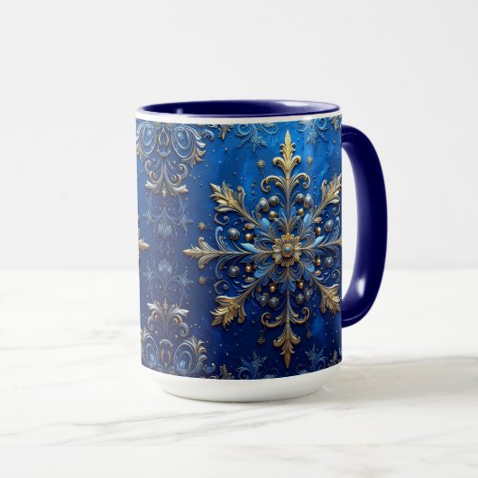 Blue Decorative Holiday Mug Tasse (VorderseiteRechts)