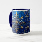 Blue Decorative Holiday Mug Tasse (Vorderseite Links)