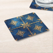 Blue Decorative Holiday Paper Coaster Rechteckiger Pappuntersetzer (angewinkelt)