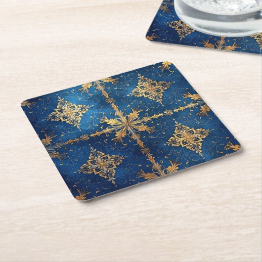 Blue Decorative Holiday Paper Coaster Rechteckiger Pappuntersetzer (angewinkelt)