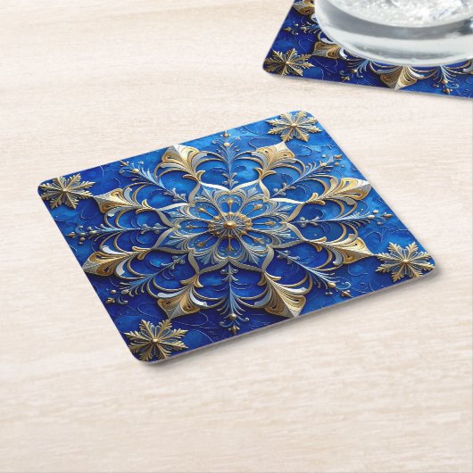 Blue Decorative Holiday Paper Coaster Rechteckiger Pappuntersetzer (angewinkelt)