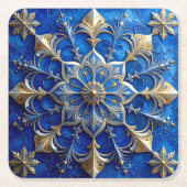 Blue Decorative Holiday Paper Coaster Rechteckiger Pappuntersetzer (Vorderseite)