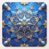 Blue Decorative Holiday Paper Coaster Rechteckiger Pappuntersetzer (Vorderseite)
