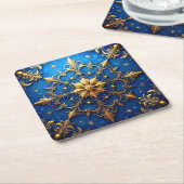 Blue Decorative Holiday Paper Coaster Rechteckiger Pappuntersetzer (angewinkelt)