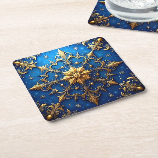 Blue Decorative Holiday Paper Coaster Rechteckiger Pappuntersetzer (angewinkelt)