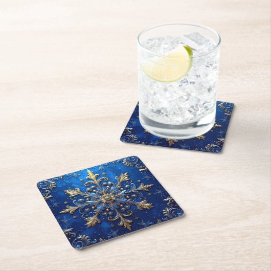 Blue Decorative Holiday Paper Coaster Rechteckiger Pappuntersetzer (Vor Ort)