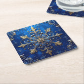Blue Decorative Holiday Paper Coaster Rechteckiger Pappuntersetzer (angewinkelt)