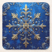Blue Decorative Holiday Paper Coaster Rechteckiger Pappuntersetzer (Vorderseite)