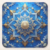 Blue Decorative Holiday Paper Coaster Rechteckiger Pappuntersetzer (Vorderseite)