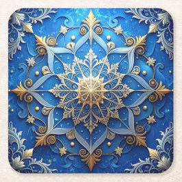 Blue Decorative Holiday Paper Coaster Rechteckiger Pappuntersetzer