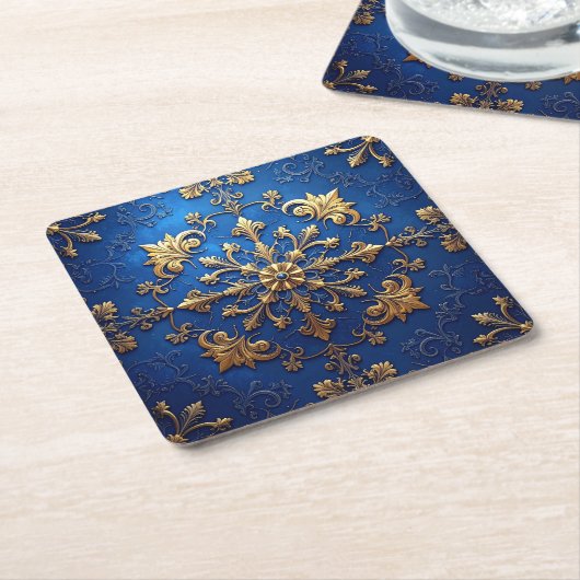Blue Decorative Holiday Paper Coaster Rechteckiger Pappuntersetzer (angewinkelt)