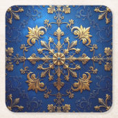 Blue Decorative Holiday Paper Coaster Rechteckiger Pappuntersetzer (Vorderseite)