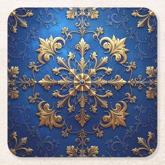 Blue Decorative Holiday Paper Coaster Rechteckiger Pappuntersetzer (Vorderseite)