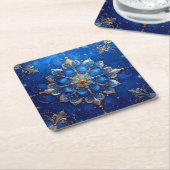 Blue Decorative Holiday Paper Coaster Rechteckiger Pappuntersetzer (angewinkelt)