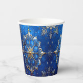 Blue Decorative Holiday Paper Cups Pappbecher (Vorderseite)