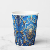 Blue Decorative Holiday Paper Cups Pappbecher (Rückseite)