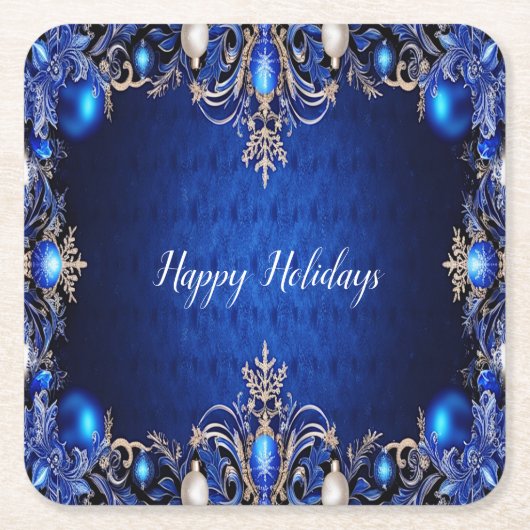 Blue Decorative Holiday Paper Untersetzer (Vorderseite)