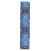 Blue Decorative Holiday Table Runner Mittelgroßer Tischläufer (Vorderseite)