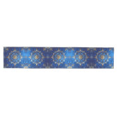 Blue Decorative Holiday Table Runner Mittelgroßer Tischläufer (Horizontal)