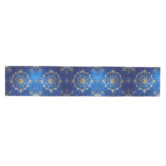 Blue Decorative Holiday Table Runner Mittelgroßer Tischläufer (Horizontal)