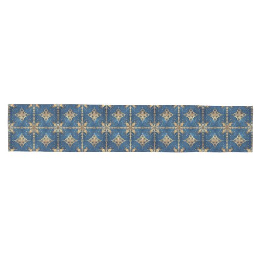 Blue Decorative Holiday Table Runner Mittelgroßer Tischläufer (Horizontal)
