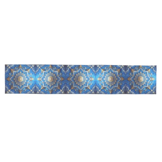 Blue Decorative Holiday Table Runner Mittelgroßer Tischläufer (Horizontal)