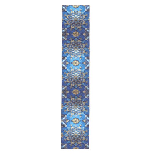 Blue Decorative Holiday Table Runner Mittelgroßer Tischläufer (Vorderseite)
