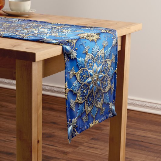 Blue Decorative Holiday Table Runner Mittelgroßer Tischläufer (Beispiel)