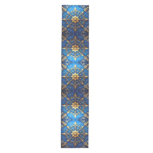 Blue Decorative Holiday Table Runner Mittelgroßer Tischläufer (Vorderseite)