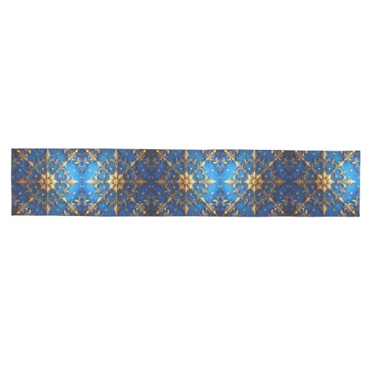 Blue Decorative Holiday Table Runner Mittelgroßer Tischläufer (Horizontal)