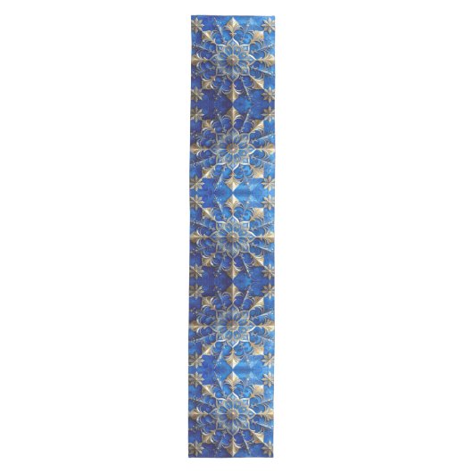 Blue Decorative Holiday Table Runner Mittelgroßer Tischläufer (Vorderseite)
