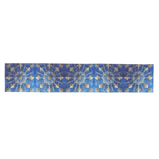 Blue Decorative Holiday Table Runner Mittelgroßer Tischläufer (Horizontal)