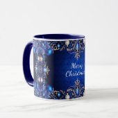 Blue Decorative Holiday Tasse (Vorderseite Links)