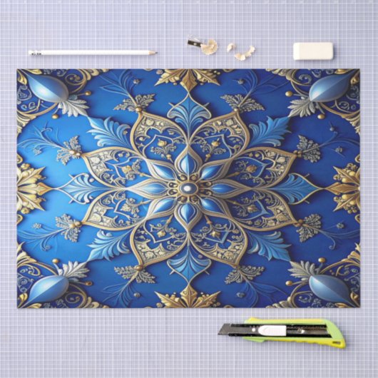 Blue Decorative Holiday Tissue Paper Seidenpapier (Handwerk)
