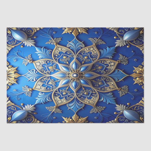 Blue Decorative Holiday Tissue Paper Seidenpapier (Vorderseite)