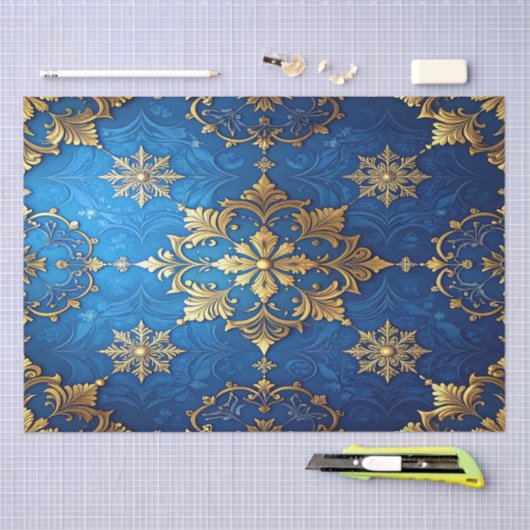 Blue Decorative Holiday Tissue Paper Seidenpapier (Handwerk)