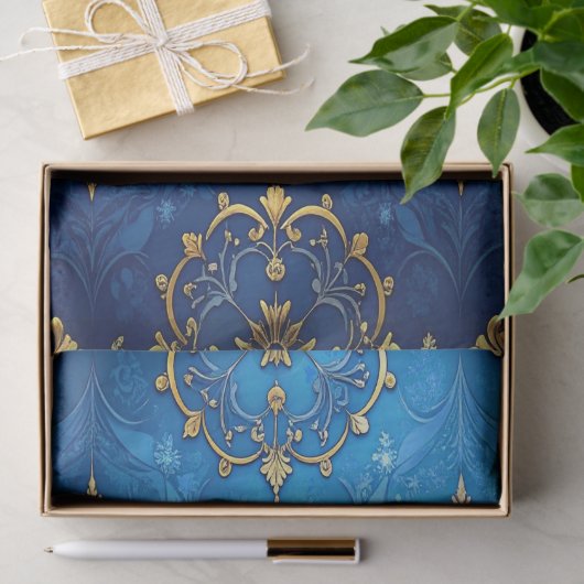 Blue Decorative Holiday Tissue Paper Seidenpapier (Geschenk)