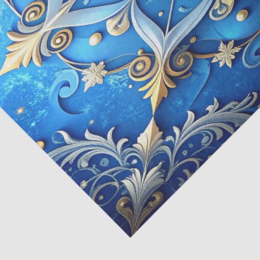Blue Decorative Holiday Tissue Paper Seidenpapier (Detail)