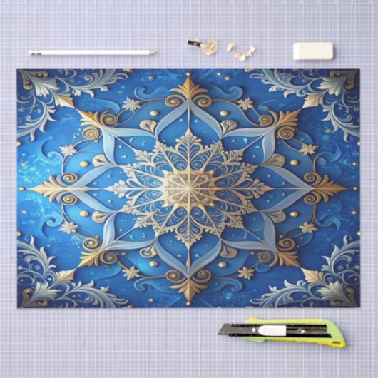 Blue Decorative Holiday Tissue Paper Seidenpapier (Handwerk)
