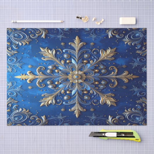 Blue Decorative Holiday Tissue Paper Seidenpapier (Handwerk)