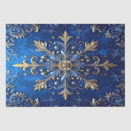 Blue Decorative Holiday Tissue Paper Seidenpapier (Vorderseite)